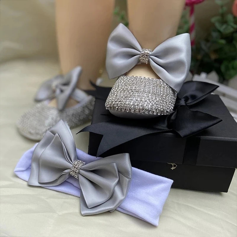 Dollbling Christening Headband Crystal Baby Shoes Baptism Boutique Monogram Infant Name Personlized born Gift Keepsake 240813