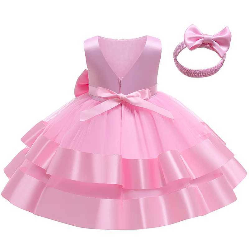 Baby Girl Sleeveless Party Dress Lace Bow Dress Baby Girl Birthday Princess Baptist Dress W240823