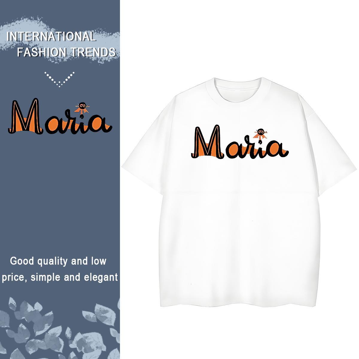 Lady Woman Tshirt 230g Cotton letter Spring Summer T shirt Breathable Custom Cartoon Tops