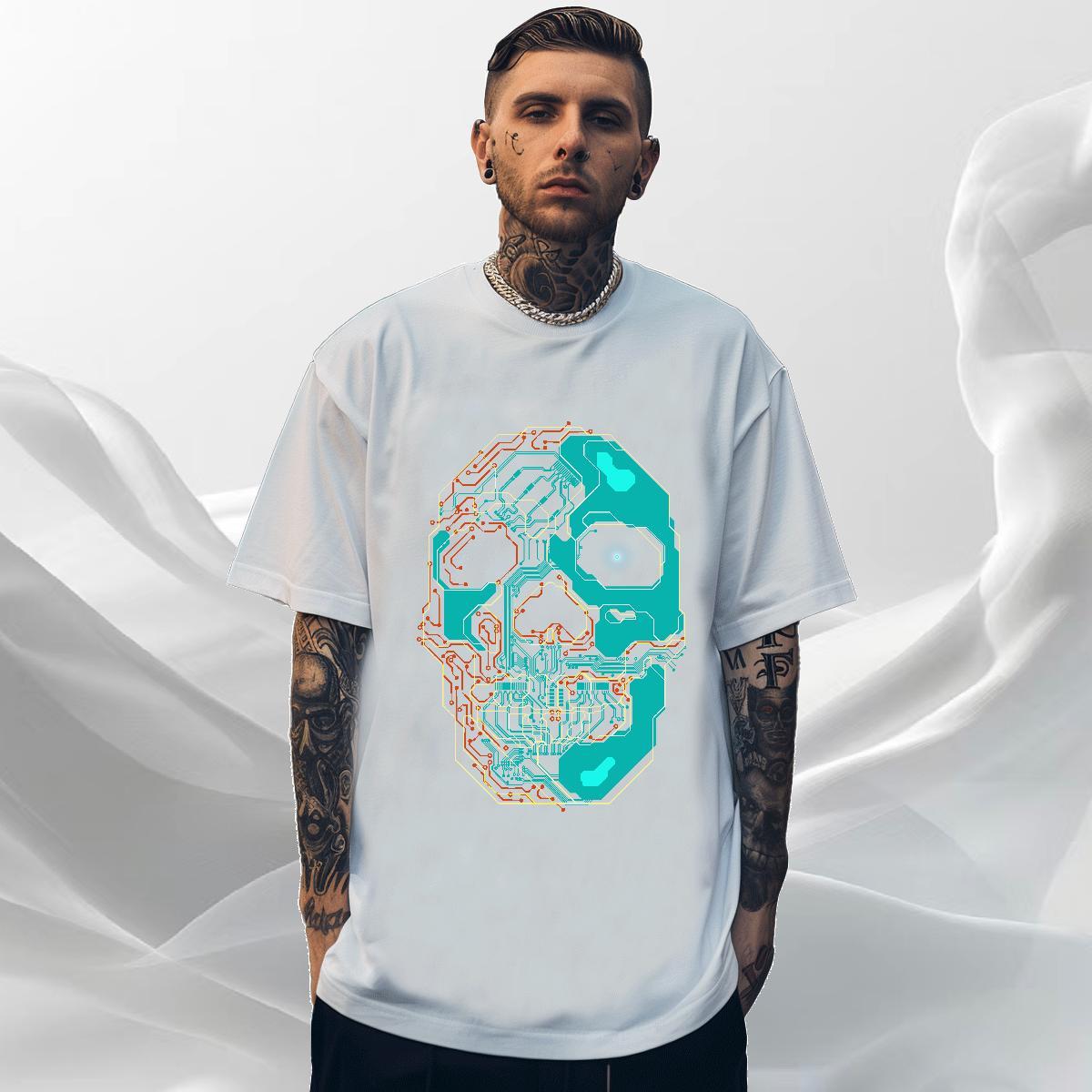 Designer T-Shirts for Men 100% Cotton 230g skull Daily Wear Custom Cartoon Short Sleeve Soft Men Tshirts New Arrival Polos