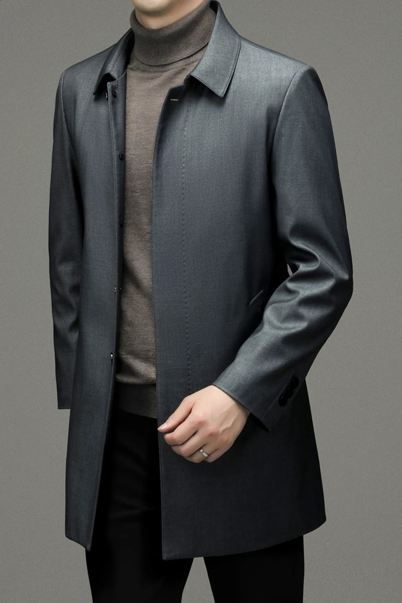 autumn fashion coat mens High quality trench coat Business Casual fleece warmth jackets Mens Clothing size M-4XL 240822