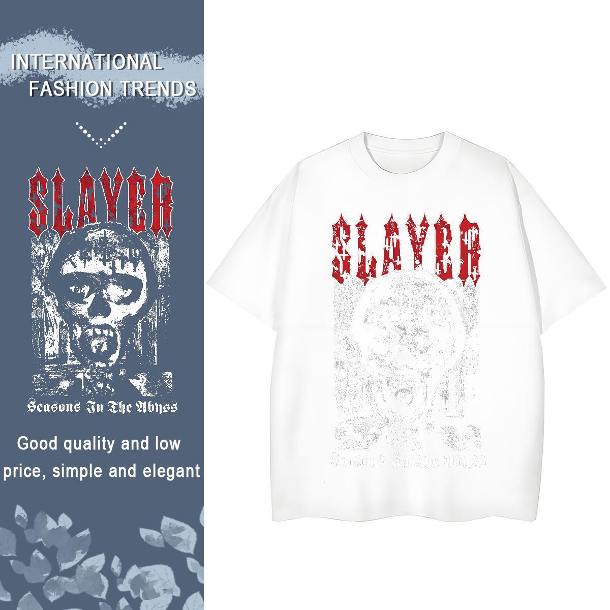Brand Couples T Shirts 230g Cotton scary Casual Beach Woman T Shirts Round Neck Short Sleeve Anime Oversized Tops Shirt