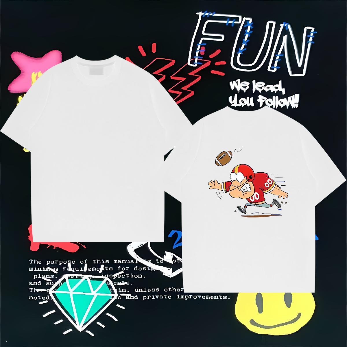 Free Shipping T-Shirts 100% Cotton 230g rugby Summer Casual Plus Size Cartoon O-Neck Short Sleeve Tshirt for Man Woman Classic Casual Wear