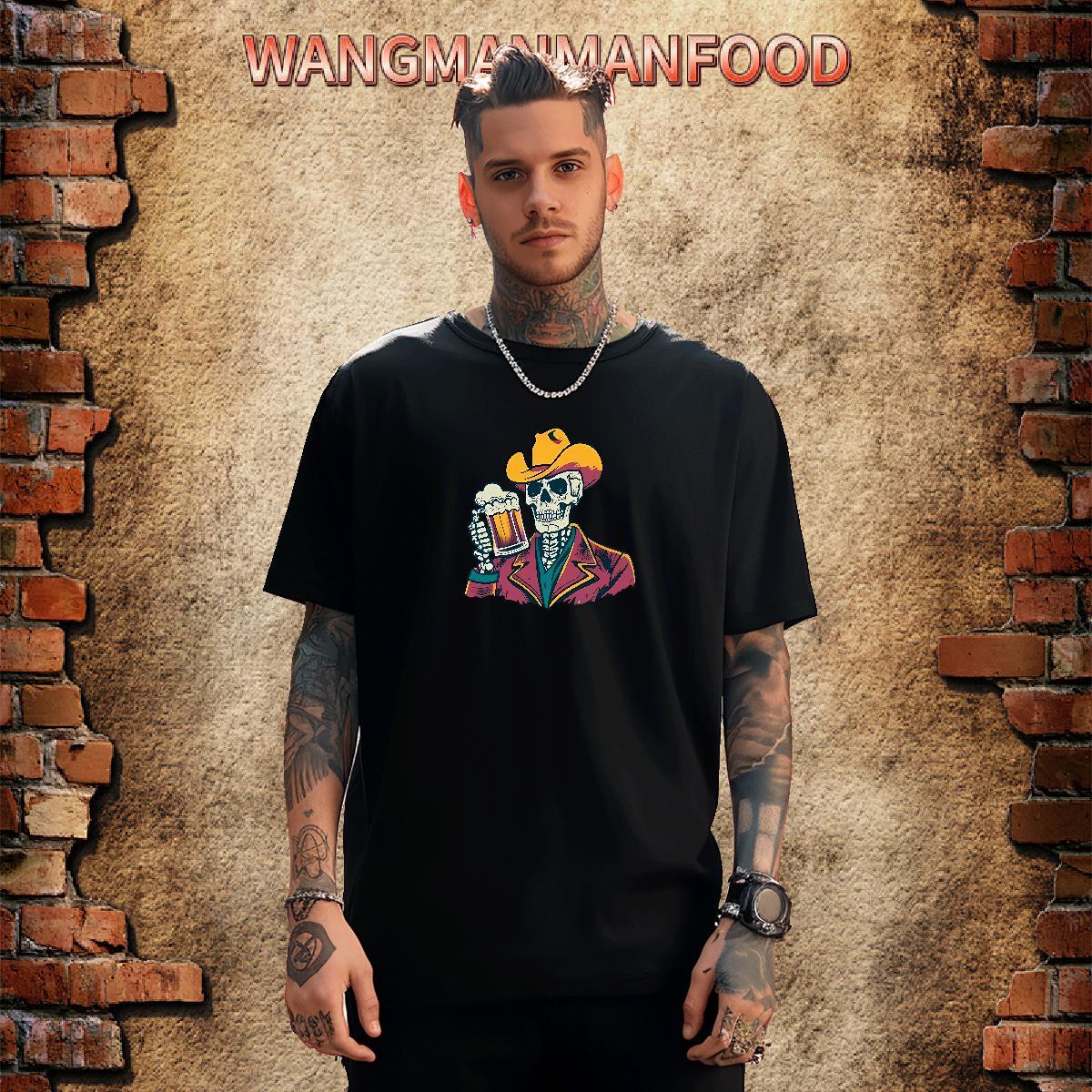 Loose Fit T shirt 230g 100% Cotton skull Street wear Hip Hop Plus Size Custom Breathable Soft Men Clothes T-Shirt Fashion Design Tops Shirt