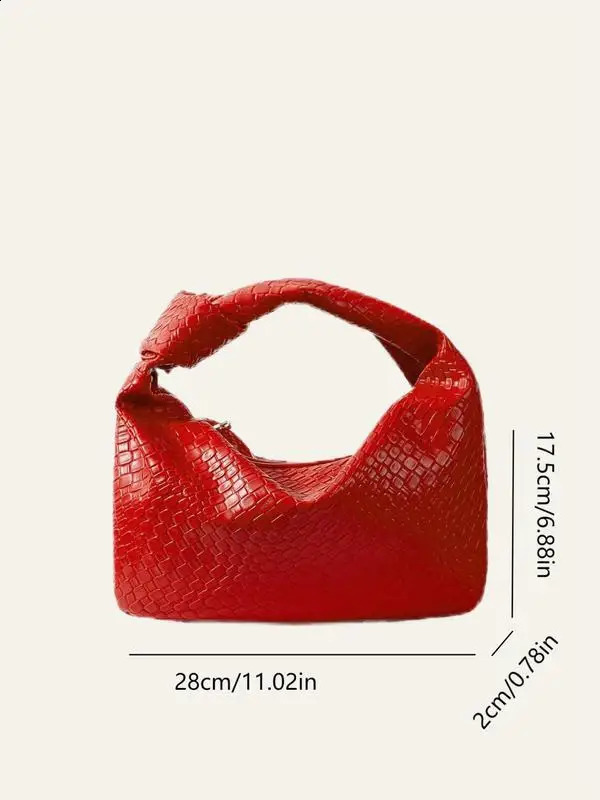 Summer Temperament Elegant Solid Color Knot n Handbag Fashion Pu Leather Casual Versatile Highquality Daily Commuting Bag 240826