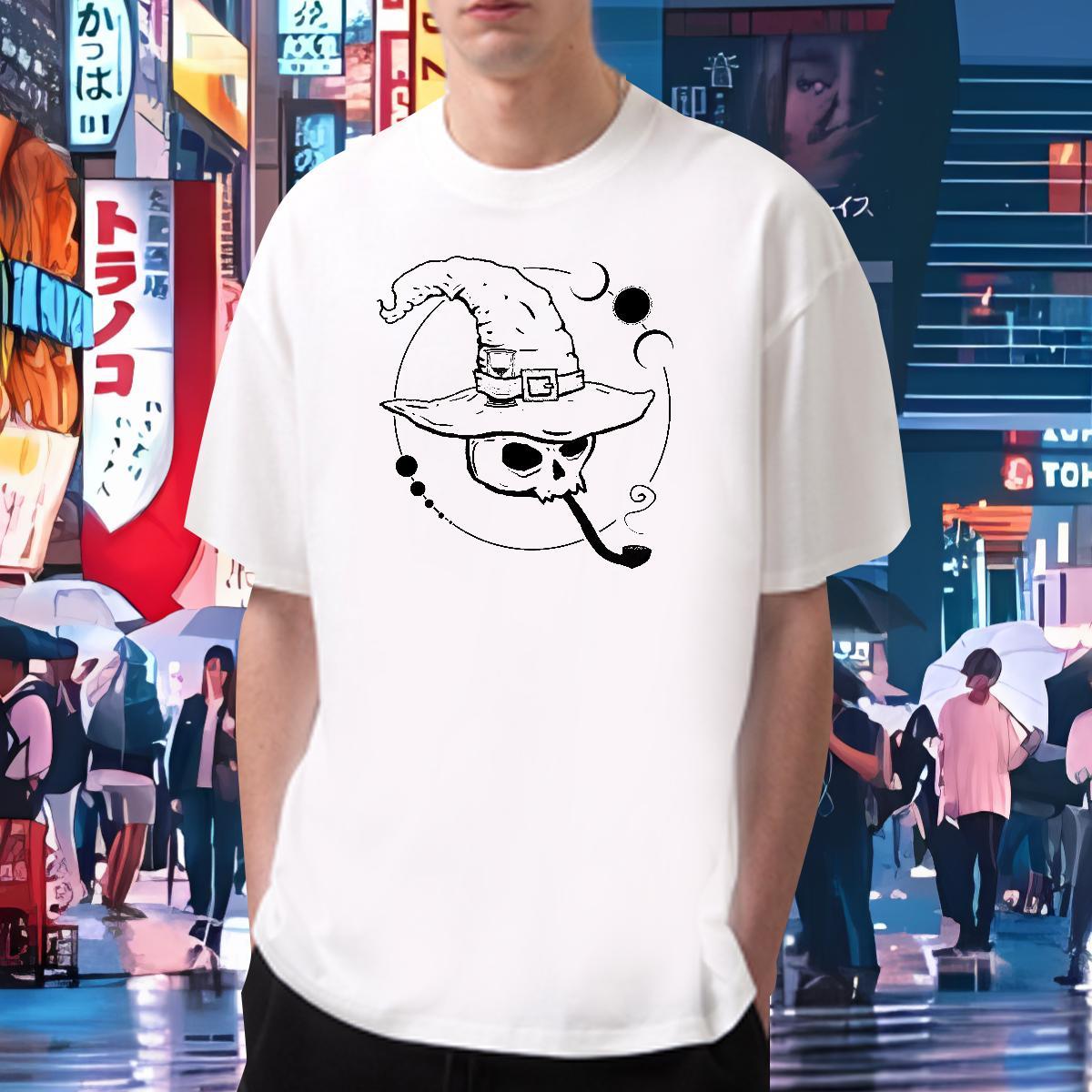 Free Shipping Mens T Shirts 230g Cotton skull Summer Casual Custom Print Oversized Breathable Mens Tshirts Fashion New Tops Shirt