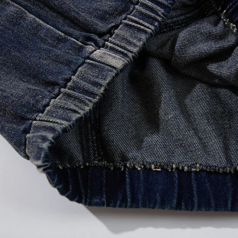 Vintage Denim Hoodie Jacket Y2K Embroidered Half Zip Up Oversized Hooded Jean Sweatshirt Coat Streetwear Hip Hop Baggy Pullover 240822