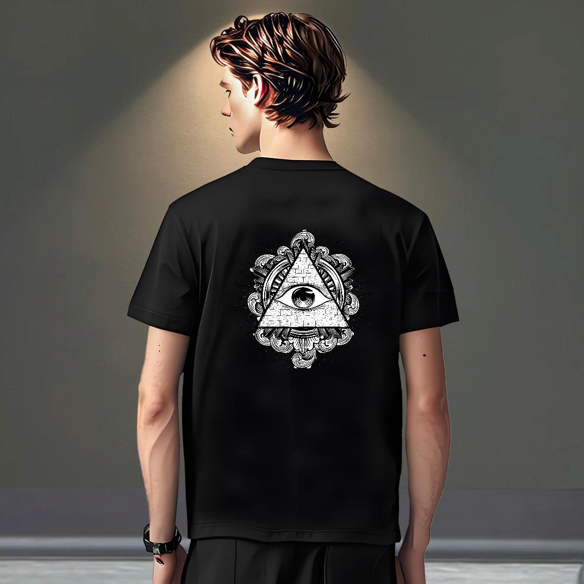 Comfortable T-Shirts for Men 230g 100% Cotton eye of the devil Hip Hop Street Black Oversized O-Neck Short Sleeve Mens Tshirts New Clothes