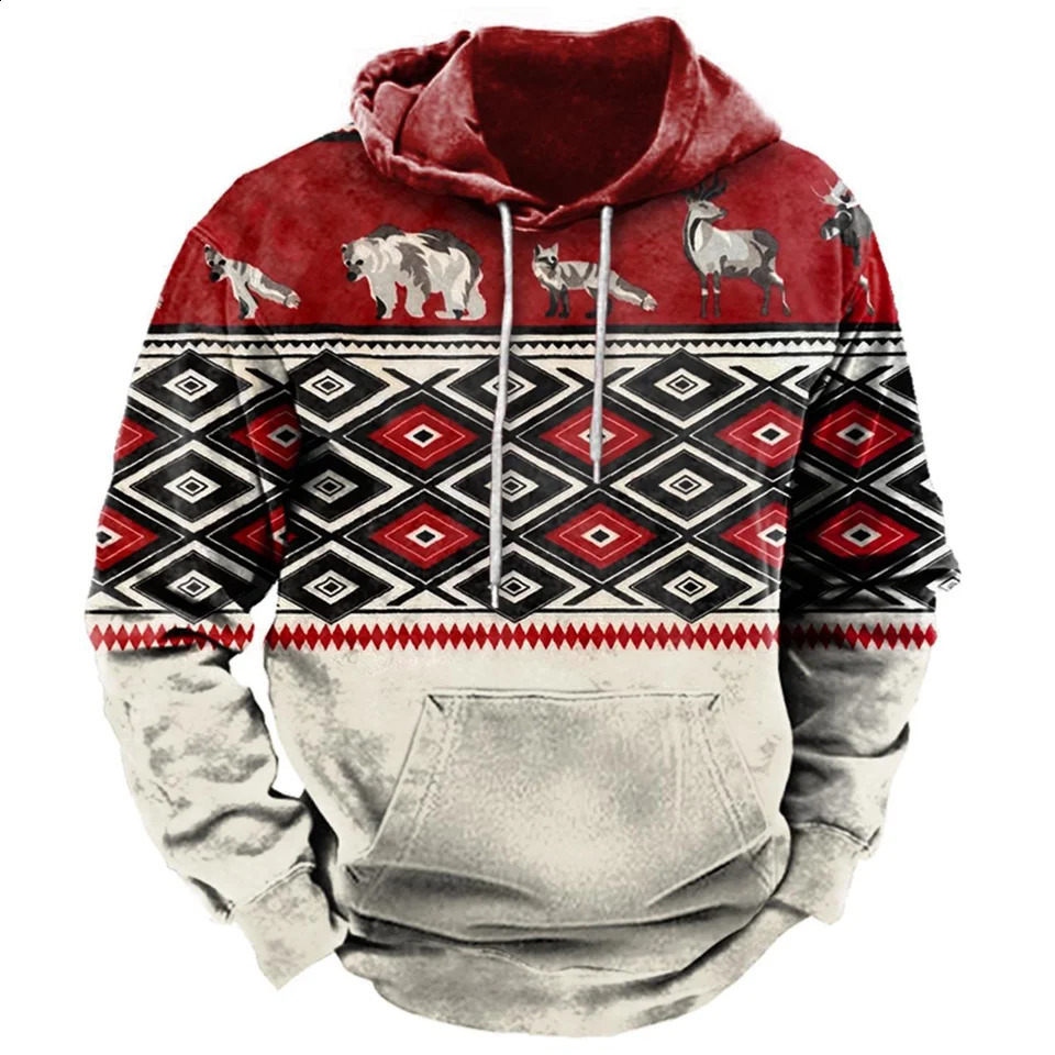 Christmas Hoodies Y2k Style Graphic Hoodie Warmth Sweatshirts for Men Elk Ironman Triathlon Snowflake 3D Printing 240823