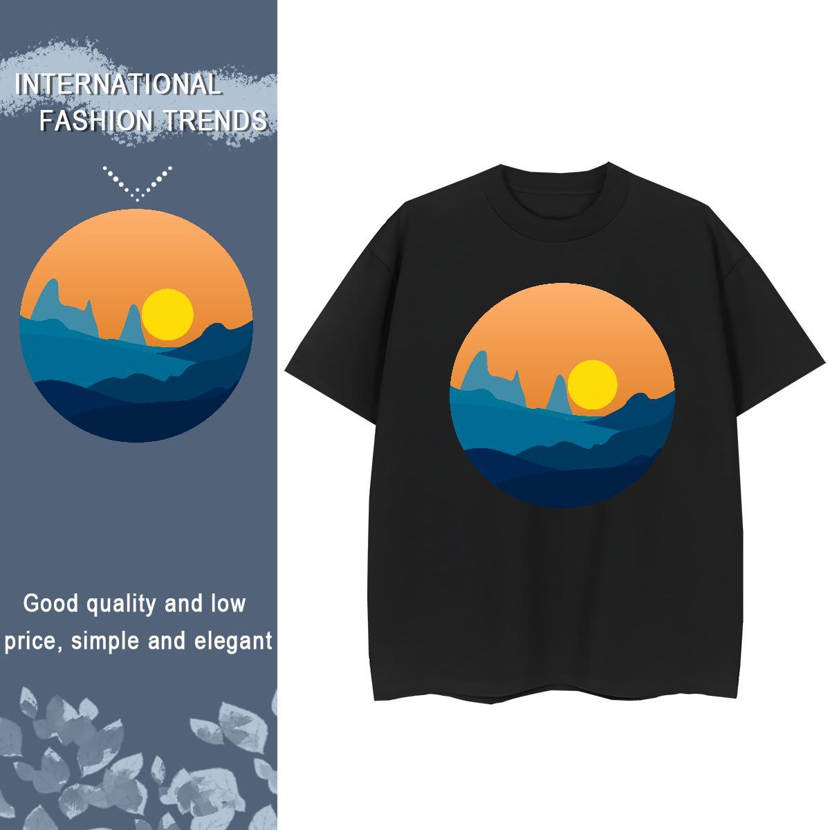 Designer Woman Tshirt 100% Cotton 230g sky Beach T shirt Breathable Short Sleeve DIY Printed Clothes Shirt