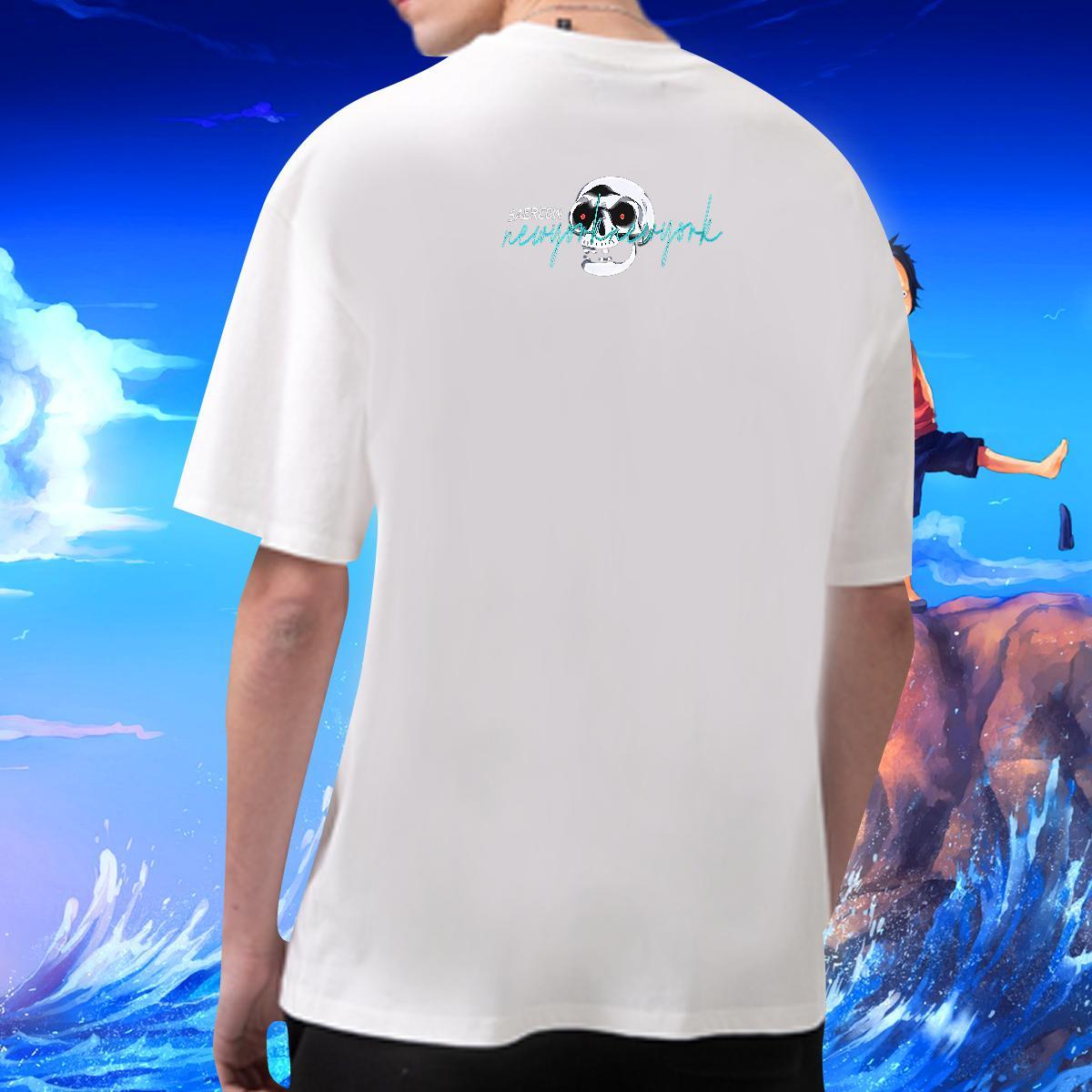 Free Shipping Man T Shirts 230g Cotton skull Anime Printing Street Customized Round Neck Short Sleeve Tshirt for Man Woman New Arrival Clothes