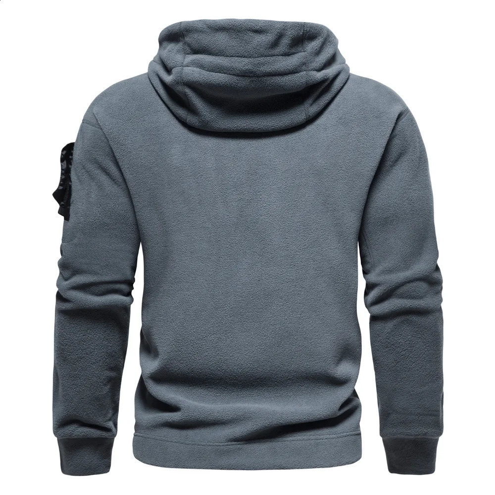 Autumn Spring Wool Hoodie Mens Tactical Sweatshirt Outdoor Multi Pocket Polar Zipper Clothing 240823
