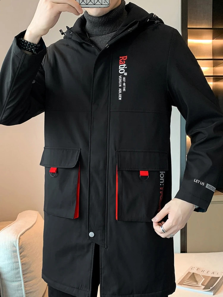 Jacket Men Hooded Trench Black Dark Grey Autumn Oversized 6XL 7XL 8XL Plus Size Windbreaker Baseball Coat Jackets Big Pockets 240822