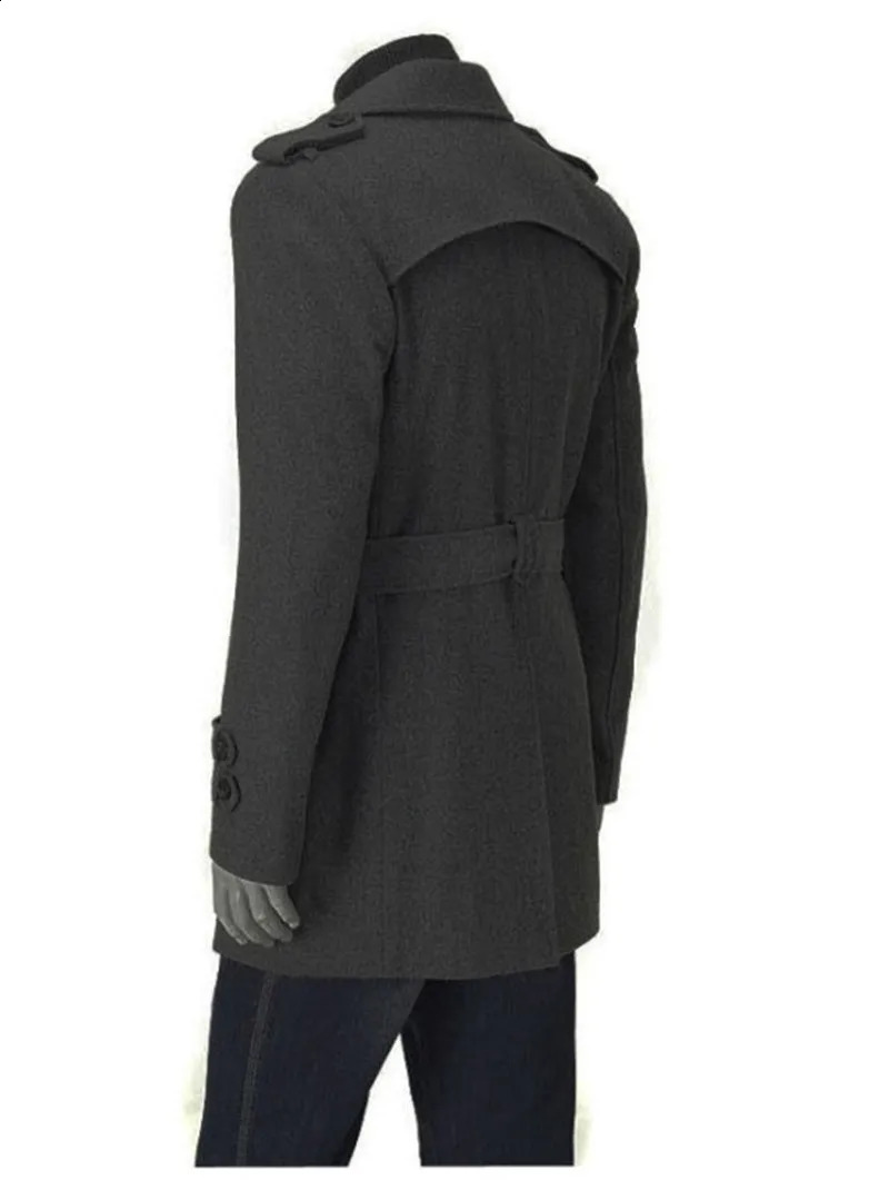 Men s Jackets Double Platoon Buckle Clothing Men Long Coat Belt Double Breasted Trench Coat Black Grey M-3XL 240822