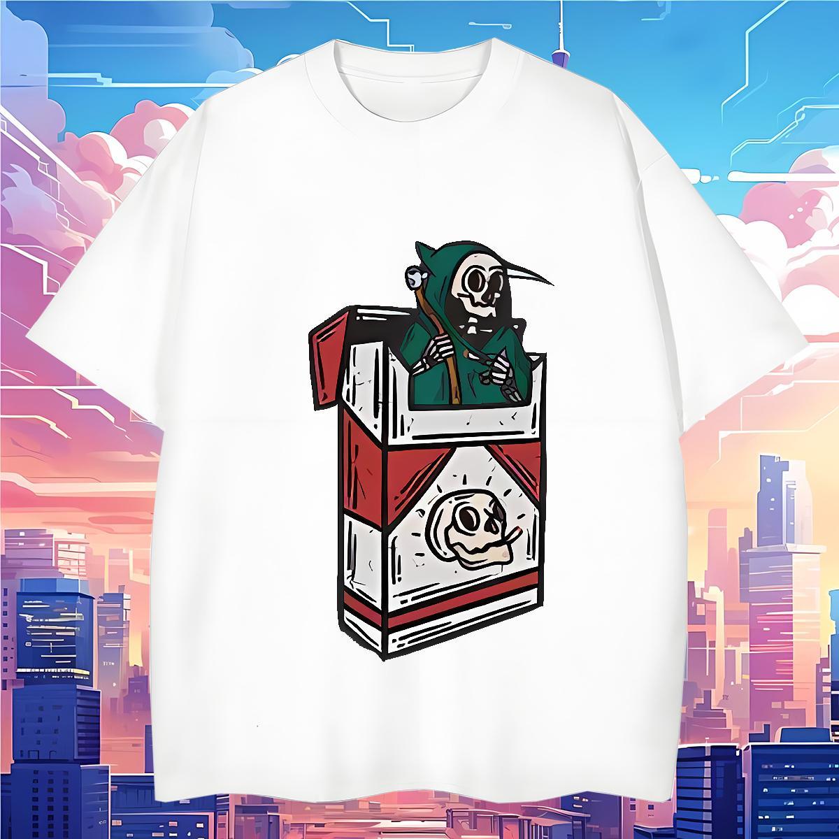 TOP Quality T-Shirts for Men 230g 100% Cotton skull Casual Beach Custom Printing Breathable Short Sleeve Couples T Shirts New Tops Shirt