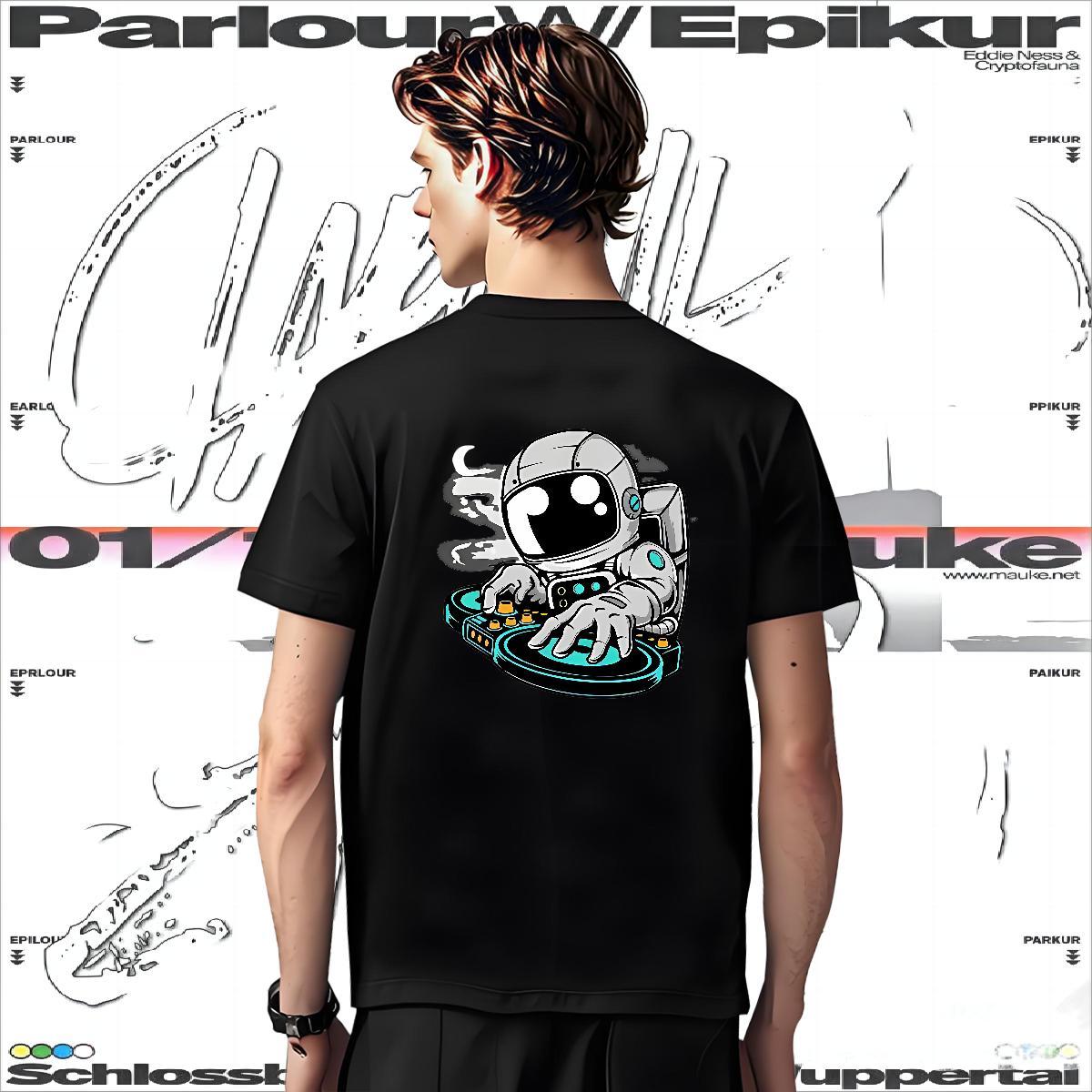 Cool T-Shirts for Men 230g Pure Cotton spaceman Outdoor Skull Short Sleeve Soft Men Clothes T-Shirt Fashion Designer Clothings