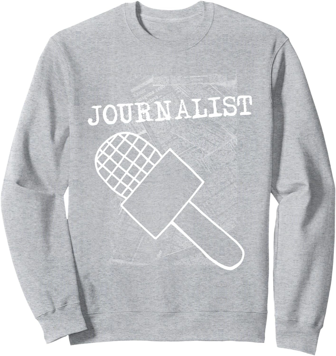 Long Sleeve Shirts for Men sweatshirt Newspaper Press Microphone Journalist Reporter Gift Sweatshirt T shirt Tee Streetwear Casual tops clothes