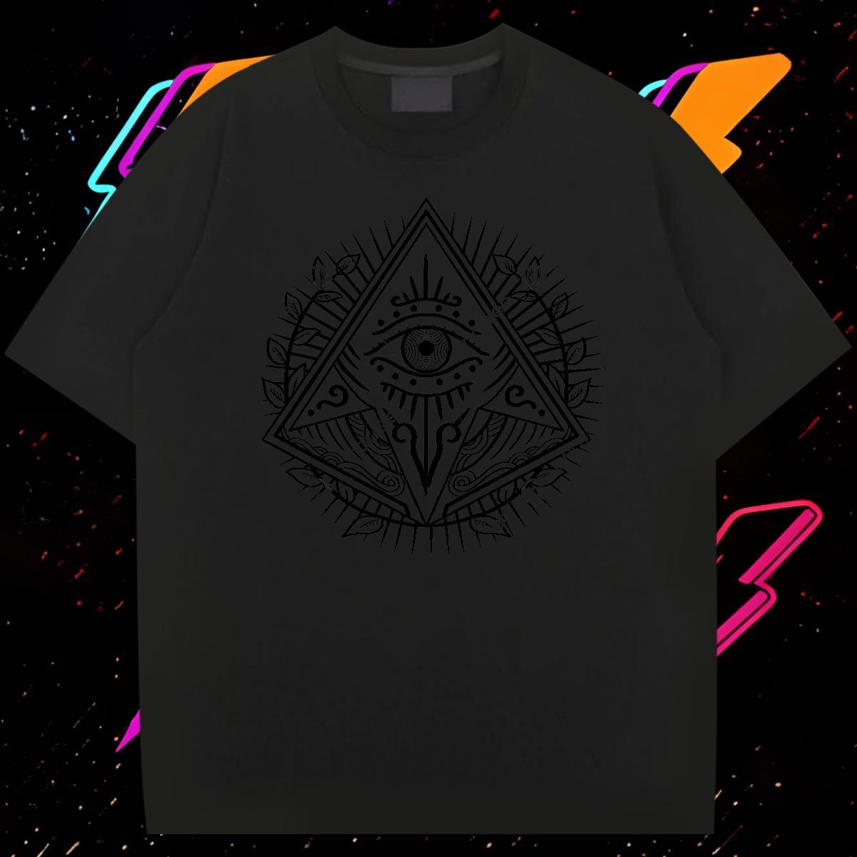High Quality Men T Shirts 100% Cotton 230g eye of the devil Hip Hop Street Oversized 3XL 4XL Breathable Short Sleeve Couples T Shirts 2024 Summer Tshi