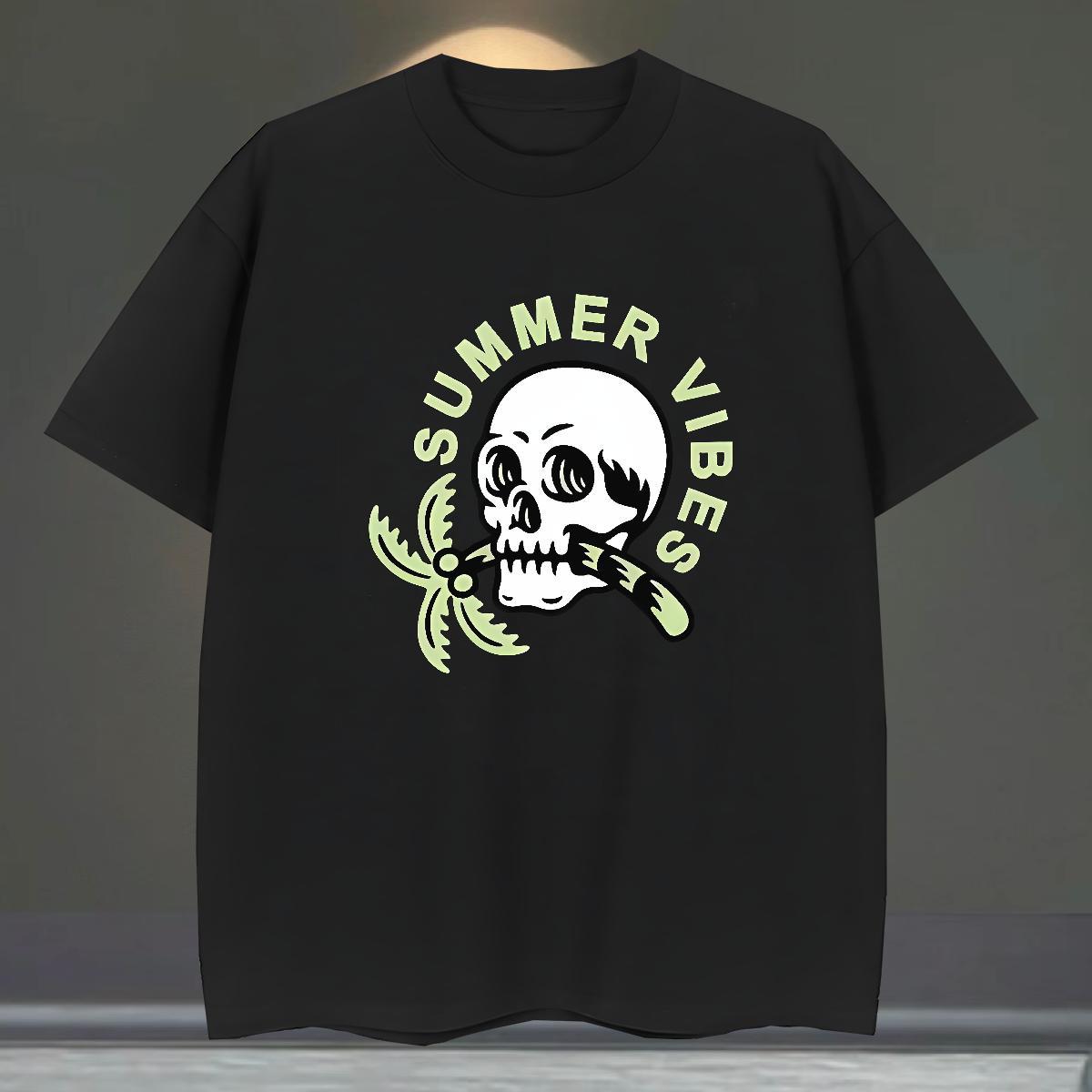 Wholesale Man T Shirts 230g Pure Cotton halloween Street wear Hip Hop Cartoon Print Breathable Soft Men Tshirts Designer Fashion Tops