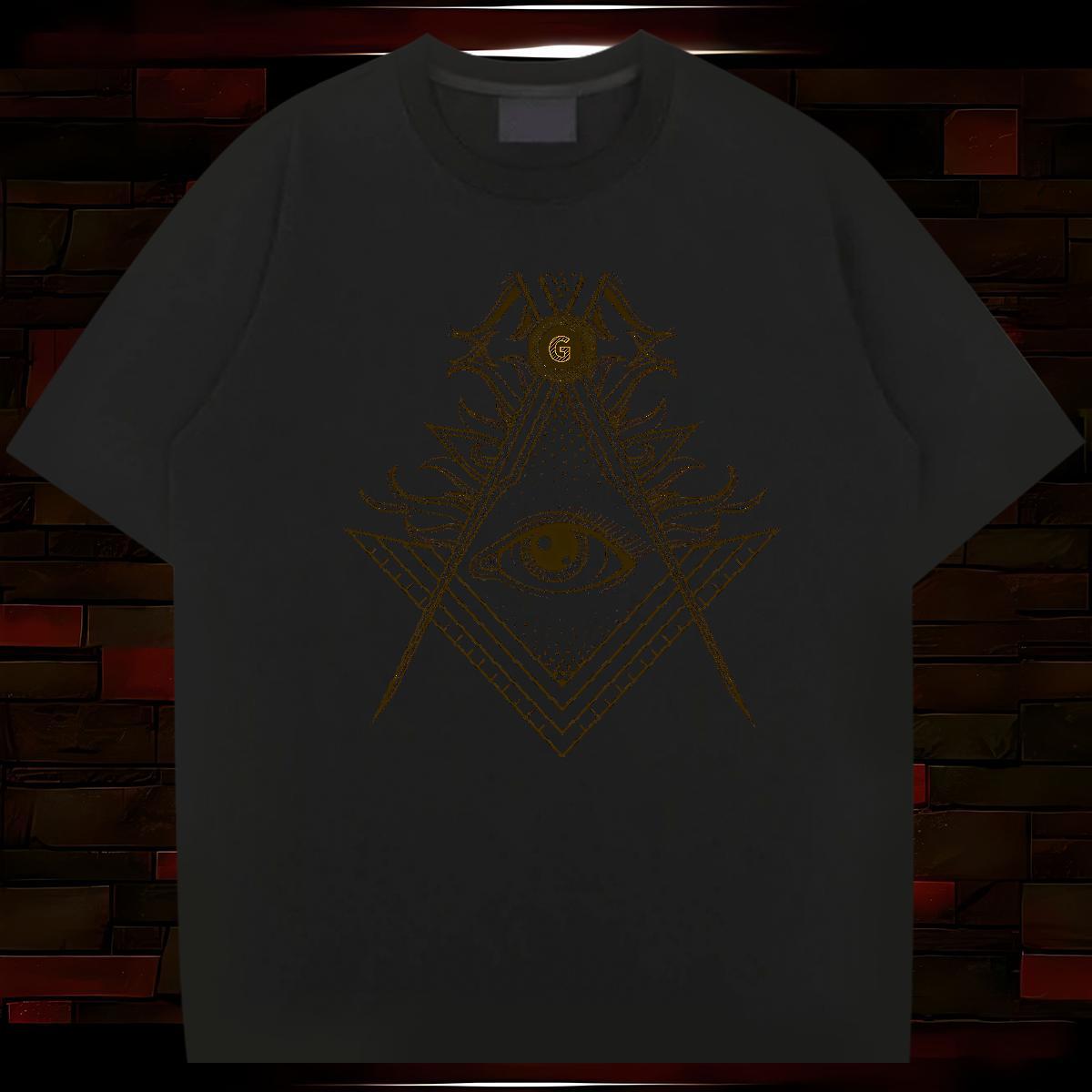 Soft Mens T Shirts 230g Pure Cotton eye of the devil Casual DIY Logo Oversized Breathable Men Tees DIY Customized Tees Shirts