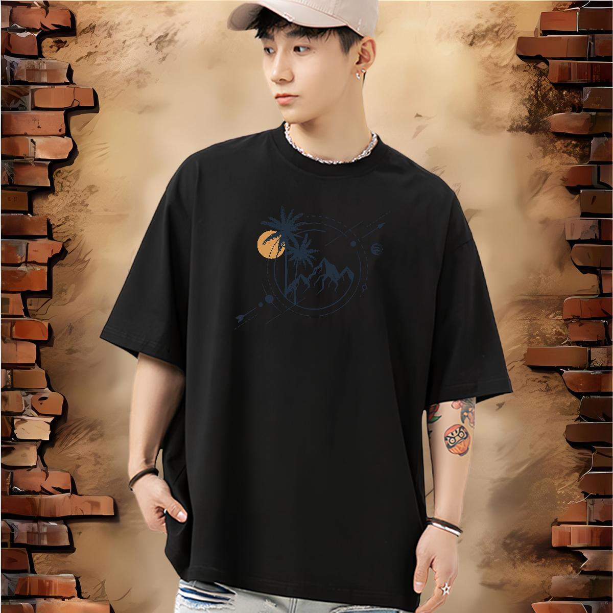 Brand Man T Shirts 100% Cotton 230g mountains Sport Plus Size Custom Breathable Soft Men Tops Tees Fashion Design Clothes