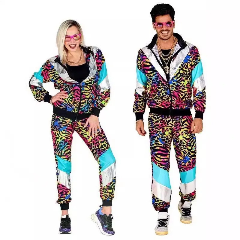 80s Disco Song Set Jackets and Pants Dance Costumes Retro Style Halloween Theme Party Anime Cosplay w240824