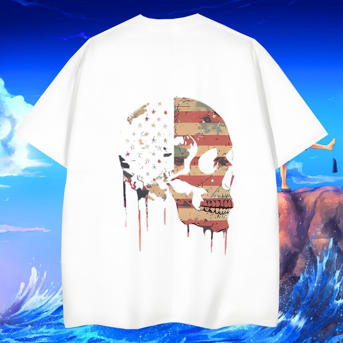 Comfortable Man T Shirts 230g Cotton skull Outdoor Plus Size Custom Breathable Men Clothes T-Shirt Stylist Polos