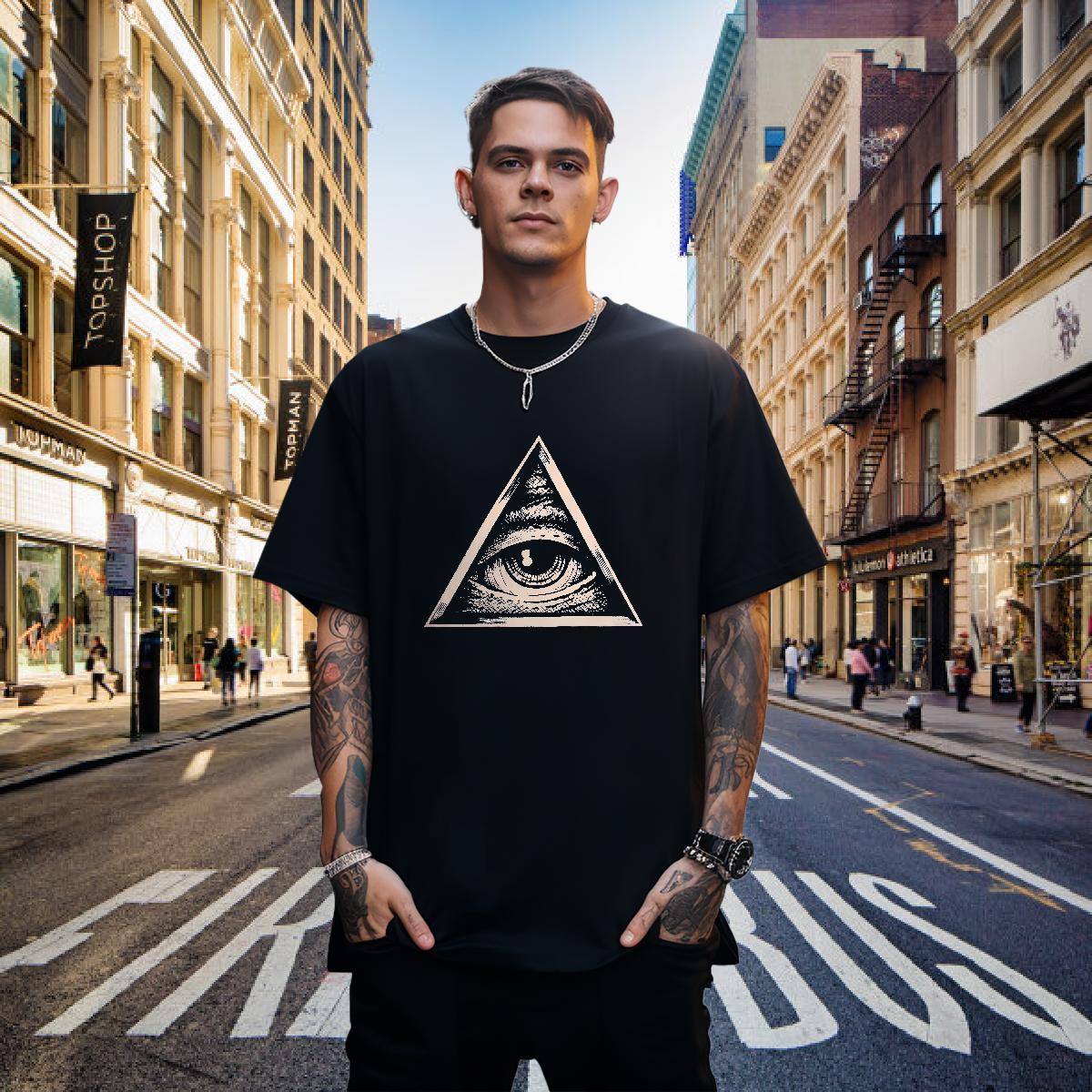 Cool T Shirt For Man 230g Pure Cotton eye of the devil Casual Custom Print Oversized Short Sleeve Soft Men Tshirts Fashion Tee Shirt