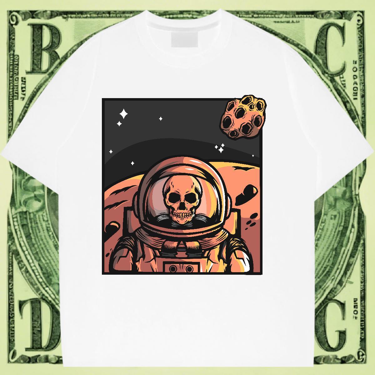 Nice Couples T Shirts 100% Cotton 230g universe Daily Outfit T shirt Crew Neck Breathable Black Oversized Top Tees