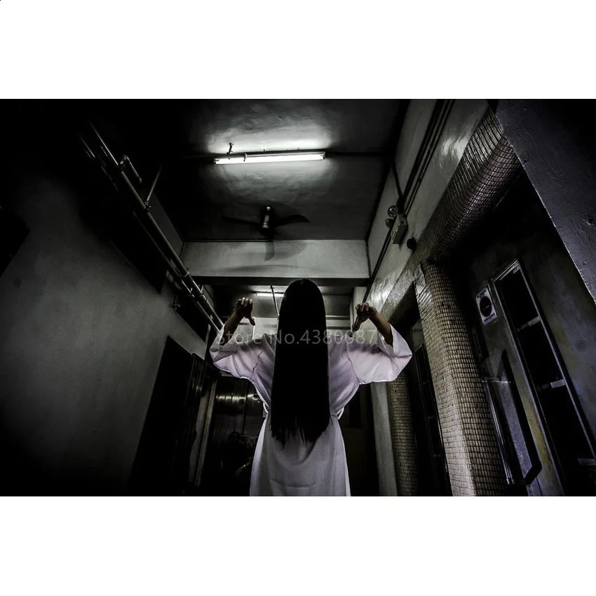 Adult Halloween female cosplay costume horror ghost mountain village Sadako Oort carnival party zombie witch wig dress cross set 240823