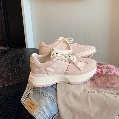 Ddmysports Cowhide Version Grape Mom S Same Genuine Leather Dad For Women Casual Sports With A Poop Like Feel Thick Soled Lace Up German Training Shoe