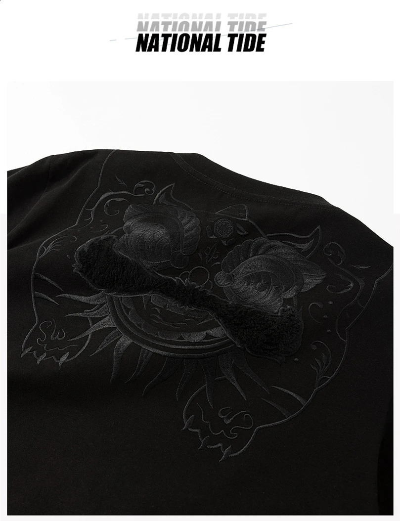 Lion Embroidery Y2K Tshirt Top Cotton Seam Extra Large Mens Summer Street Clothing 240822