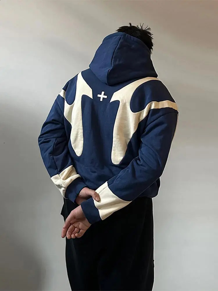 Autumn Winter Fashion High Street Mens Warm Jackets American Style Casual Hip Hop Sweatshirts Y2k Zip Up Long Sleeve Hoodies 240823