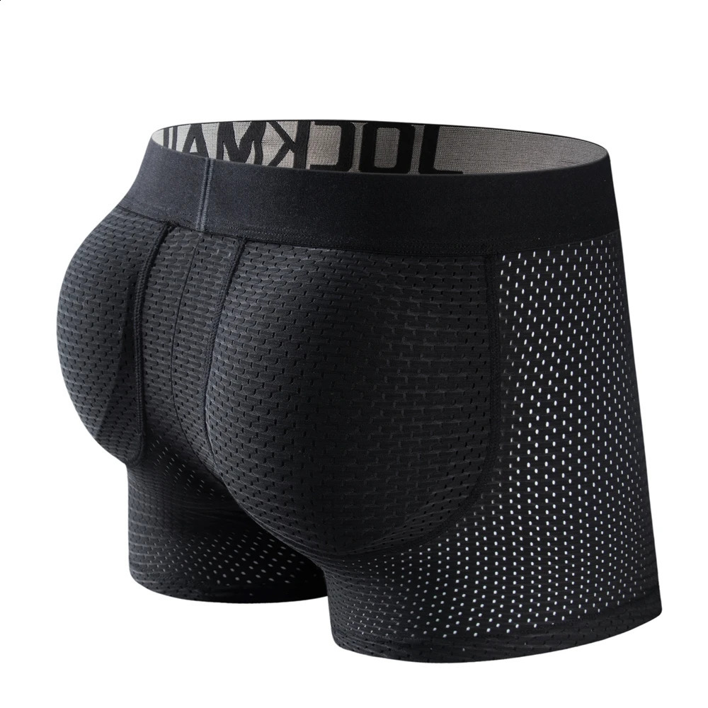 JOCKMAIL Mens Underwear Boxing Net with Hip Pad Elastic Truncks Enhancement 240822