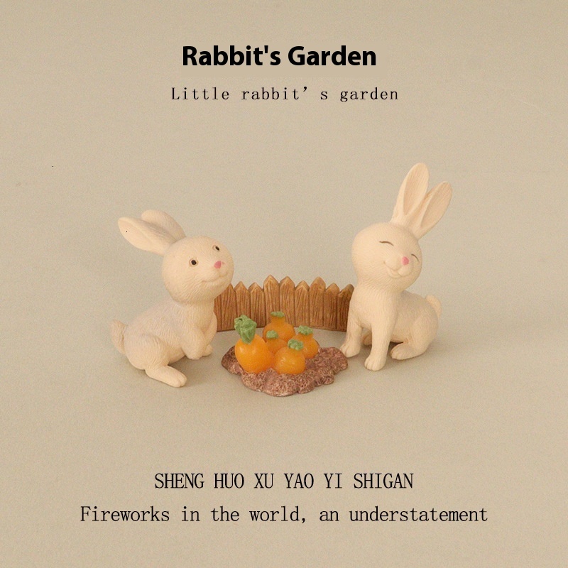 Cute Miniature Rabbits with Radishes and a Wooden Fence - Ideal Desk Accessory