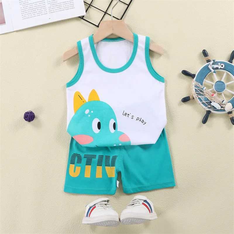Vest+Shorts 2-Piece Clothing Set Lion Pajamas Summer Kids Baby Boys Girls Cotton Casual Tracksuit Clothes Suit 1-6 Years W250218