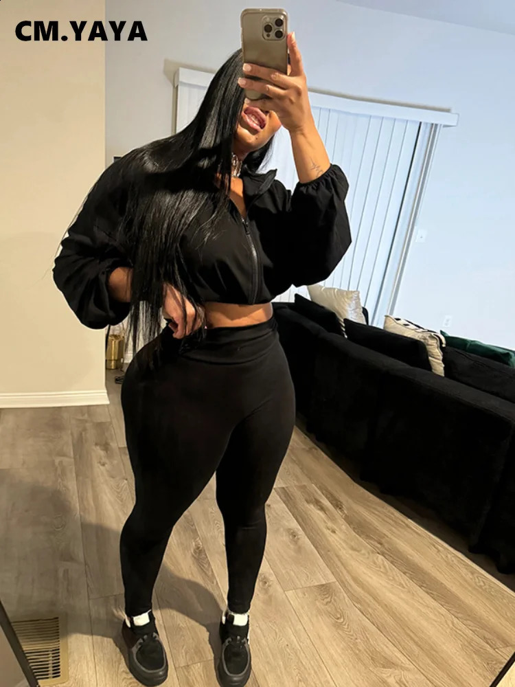 CM.YAYA Womens Set Active Full Sleeve Toppencil Pants Suits Street Sweatsuit Two 2 Piece Set Outfit Tracksuit 2024 Autumn 240822