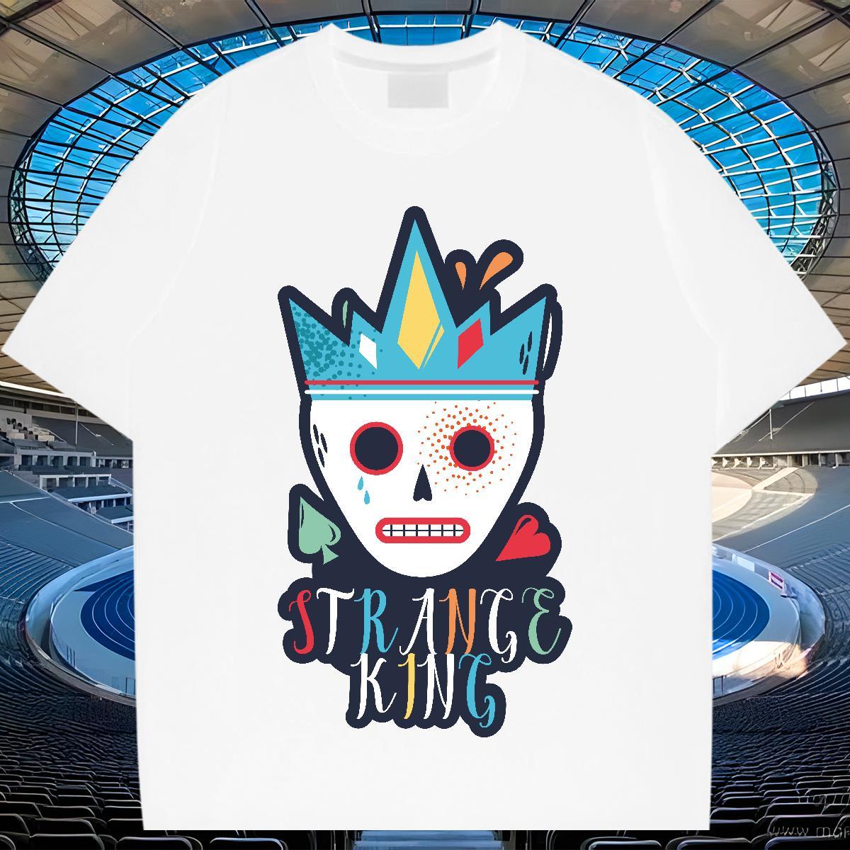 Comfortable T Shirts Men 230g Pure Cotton skull Street Wear DIY Anime Breathable Crew Neck Men Tees 2024 New Tops Shirt