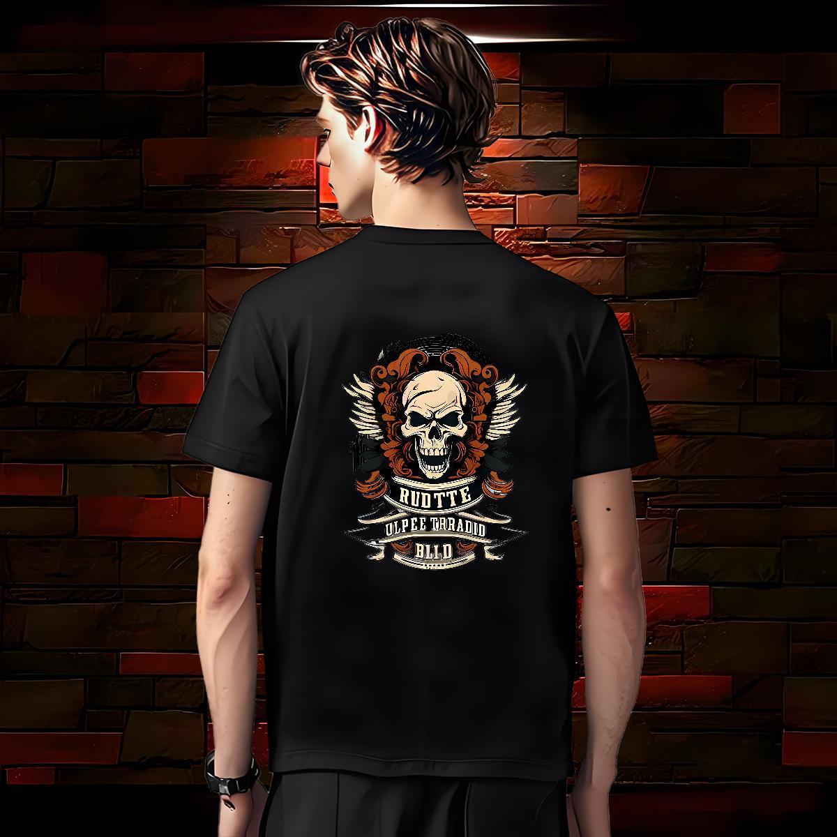 Unisex T-Shirts for Men 230g Cotton skull Hip Hop Cartoon Print Short Sleeve Soft Men Clothes T-Shirt Designer Top Tees