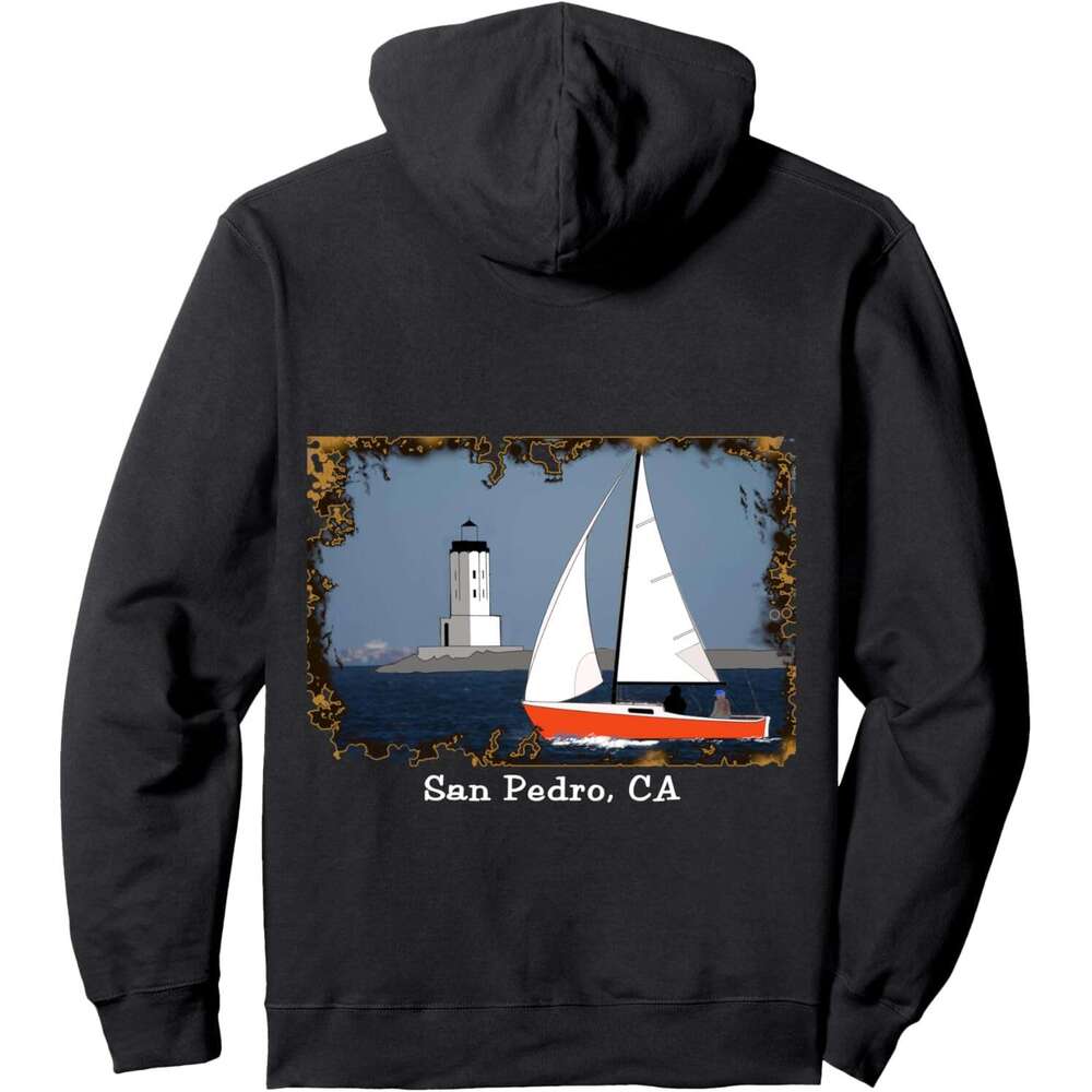 Hoodie for Mens Womens Saig Around Harbor San Pedro Printed On The Back Pullover Hoodie Graphic Hoodies sweatshirt Pullover Long Sleeve