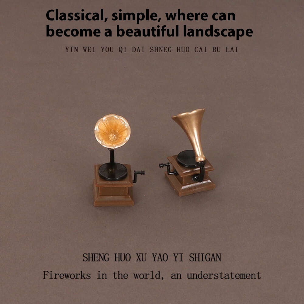 Retro-Inspired Mini Phonograph Record Figure Charming Metal Desk Decorative Item