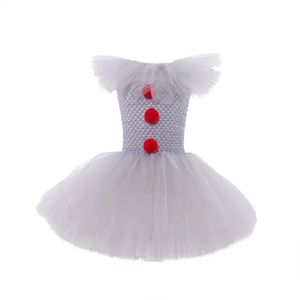Stephen Kings It Girl Halloween Costume Childrens Clothing Grid Princess Dress Set Role Playing Performance Wearing Gloves 240823