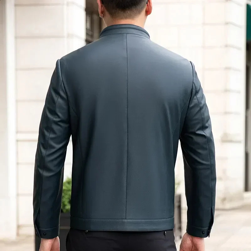 Mens Leather Jacket Ecological High Quality Autumn Models Stand Collar Natural Male Jacket Fashionable Youth Biker Man Clothing 240822