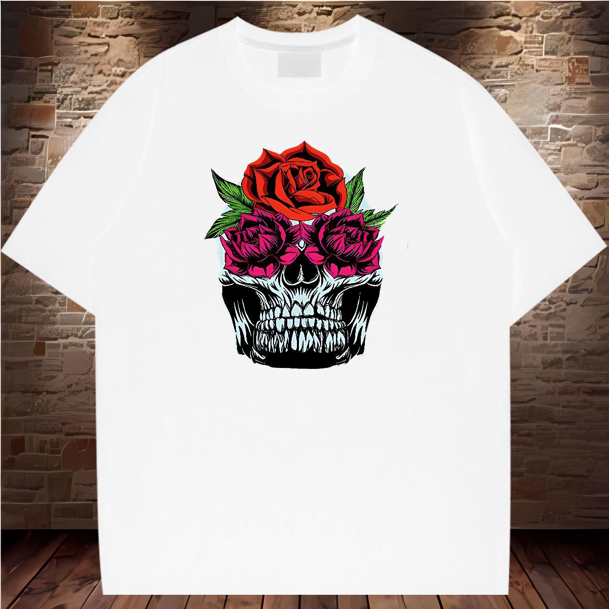 TOP Quality T Shirts Men 230g Cotton flower Street Casual DIY Logo Oversized Crew Neck Breathable Men Tops Tees Fashion Design Tshirts