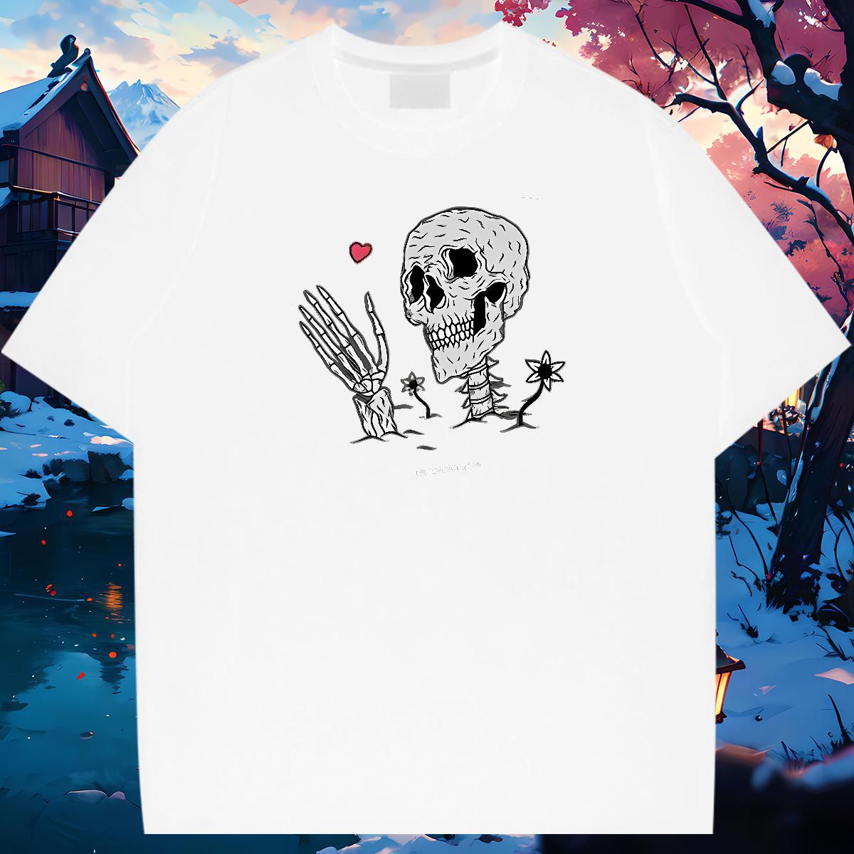 TOP Quality Man T Shirts 230g 100% Cotton skull Home Outdoor DIY Printed O-Neck Short Sleeve Men Clothes T-Shirt Designer Fashion Tops