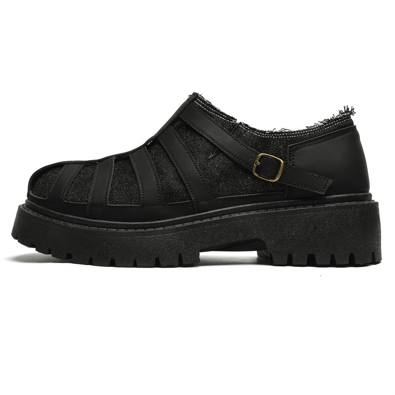 Ddmysports New Black Casual Leather Shoes Big Head Niche Low Top Thick Sole Height Increasing Men S Z OUTDOOR