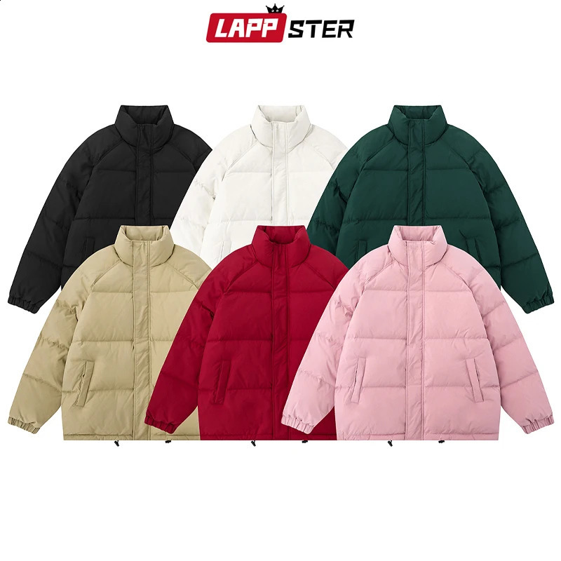 LAPPSTER Y2K Korean Fashion Thick Puff Jacket Black Winter Harajuku Park Street Clothing Quilted Coats 240822