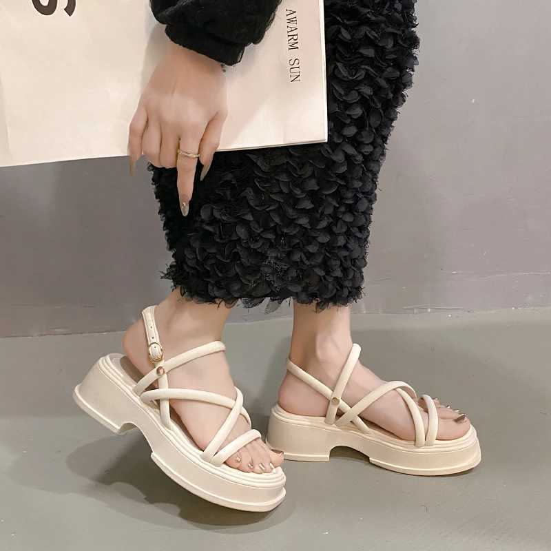 Summer Chunky Women Sandals Fashion Elegant Narrow Band Thick High Heel Slides Ladies Comfort Gladiator Sandalias Shoes CL240806