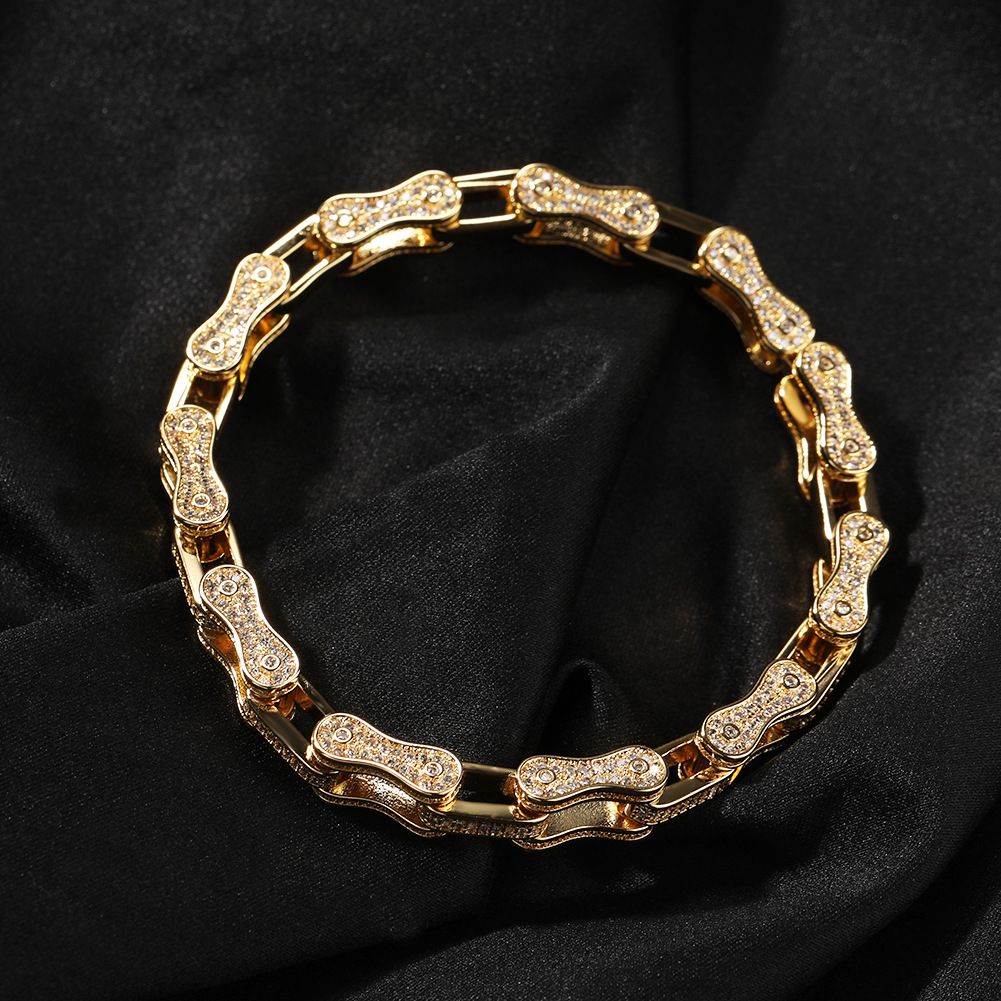 5mm Hip Hop Bicycle Chain Necklace Bracelet TopBling Zircon Mens Women Jewelry Set
