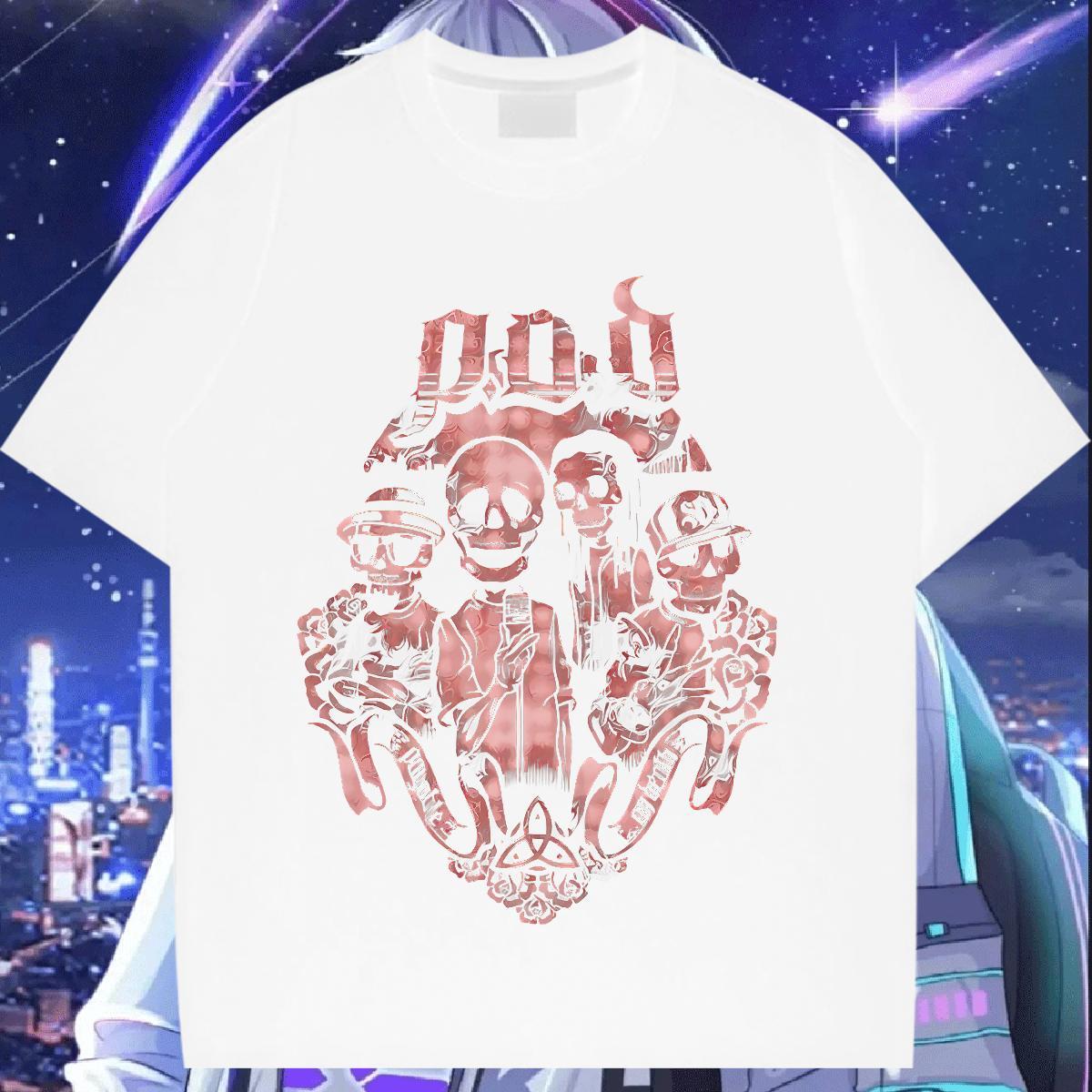 Loose Womens Tshirts 230g Cotton scary Daily Outfit T-Shirts Breathable Soft Anime Print Polos